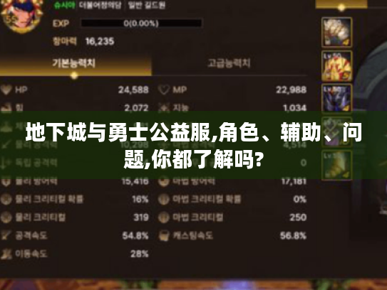 地下城与勇士公益服,角色、辅助、问题,你都了解吗?