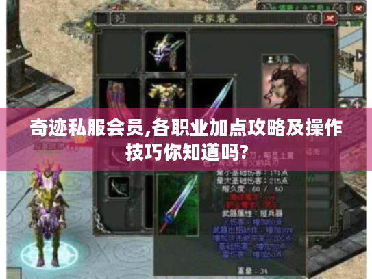 奇迹私服会员,各职业加点攻略及操作技巧你知道吗? 奇迹私服会员,各职业加点攻略及操作技巧你知道吗?