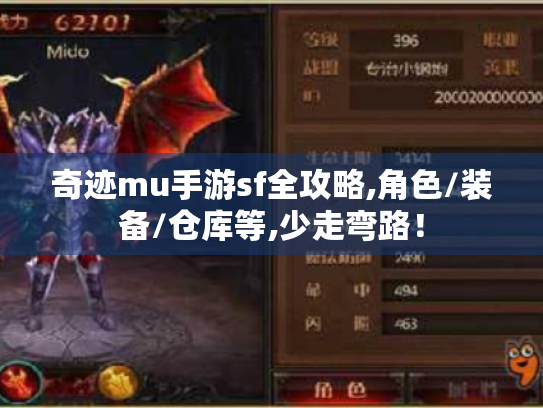 奇迹mu手游sf全攻略,角色/装备/仓库等,少走弯路！