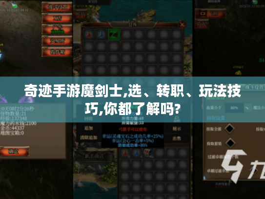 奇迹手游魔剑士,选、转职、玩法技巧,你都了解吗?