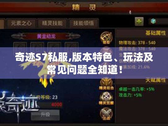 奇迹S7私服,版本特色、玩法及常见问题全知道！