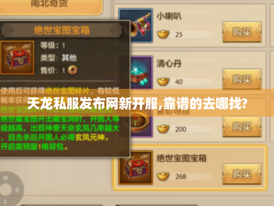 天龙私服发布网新开服,靠谱的去哪找?