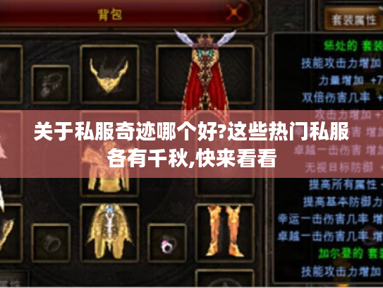 关于私服奇迹哪个好?这些热门私服各有千秋,快来看看