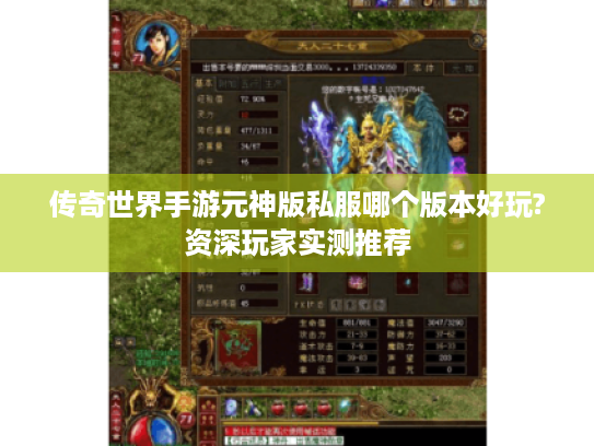 传奇世界手游元神版私服哪个版本好玩?资深玩家实测推荐