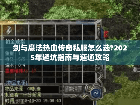 剑与魔法热血传奇私服怎么选?2025年避坑指南与速通攻略