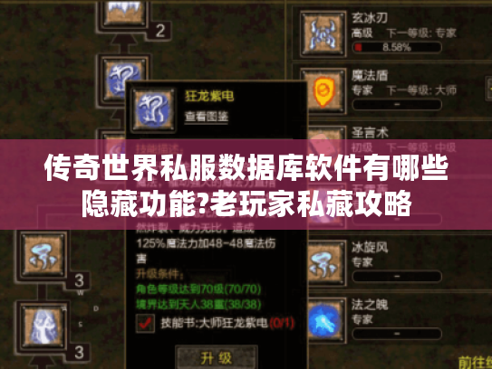 传奇世界私服数据库软件有哪些隐藏功能?老玩家私藏攻略