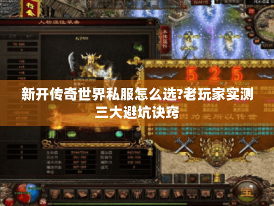 新开传奇世界私服怎么选?老玩家实测三大避坑诀窍