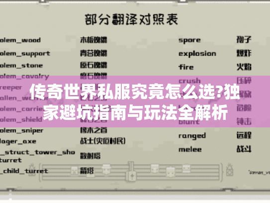 传奇世界私服究竟怎么选?独家避坑指南与玩法全解析
