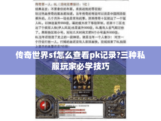 传奇世界sf怎么查看pk记录?三种私服玩家必学技巧 传奇世界sf怎么查看pk记录?三种私服玩家必学技巧