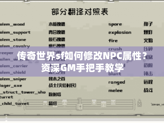 传奇世界sf如何修改NPC属性?资深GM手把手教学 传奇世界sf如何修改NPC属性?资深GM手把手教学