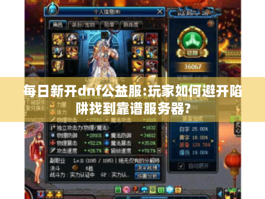 每日新开dnf公益服:玩家如何避开陷阱找到靠谱服务器?