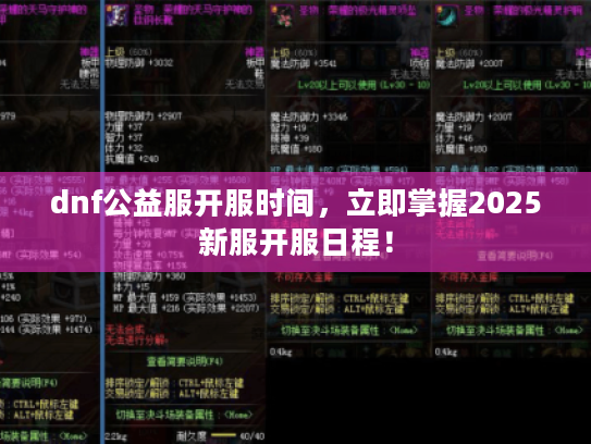 dnf公益服开服时间，立即掌握2025新服开服日程！