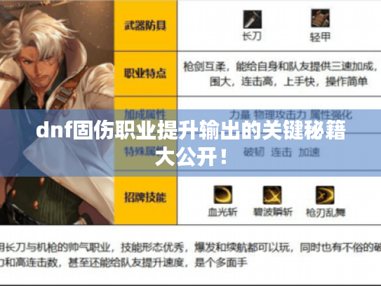 dnf固伤职业提升输出的关键秘籍大公开！
