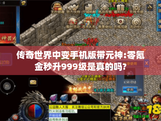 传奇世界中变手机版带元神:零氪金秒升999级是真的吗? 传奇世界中变手机版带元神:零氪金秒升999级是真的吗?