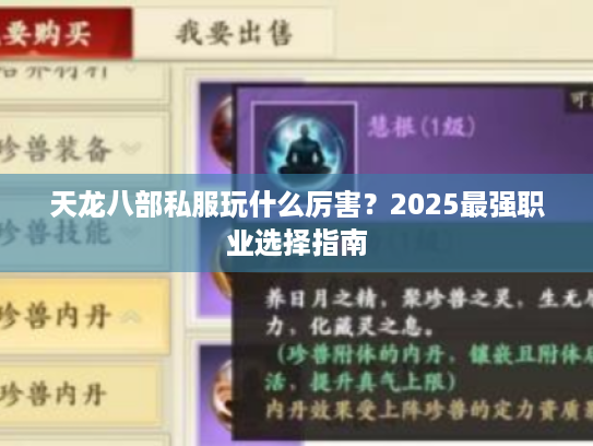 天龙八部私服玩什么厉害？2025最强职业选择指南