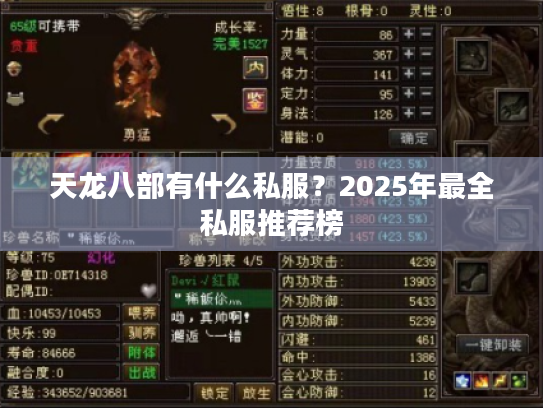 天龙八部有什么私服？2025年最全私服推荐榜