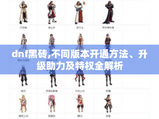dnf黑砖,不同版本开通方法、升级助力及特权全解析