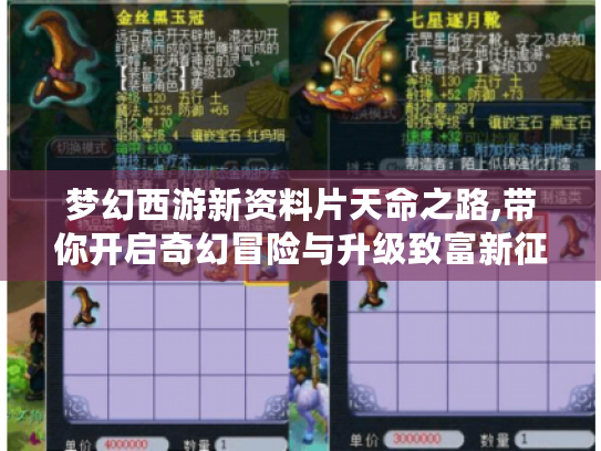 梦幻西游新资料片天命之路,带你开启奇幻冒险与升级致富新征程！