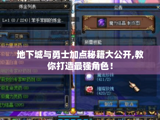 地下城与勇士加点秘籍大公开,教你打造最强角色！