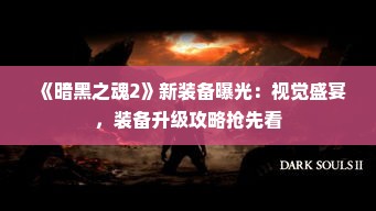 《暗黑之魂2》新装备曝光：视觉盛宴，装备升级攻略抢先看
