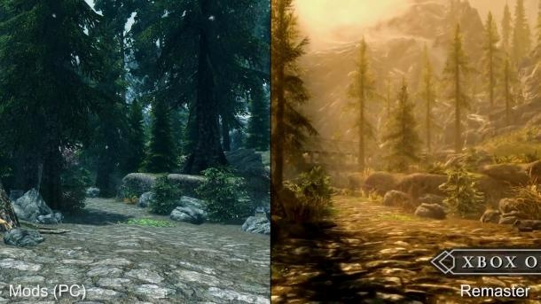 《上古卷轴5》画质升级揭秘：原版VS重制版视觉盛宴对比