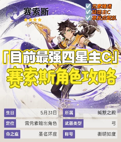 赛索斯角色深度解析：立绘风采与独特魅力全揭秘