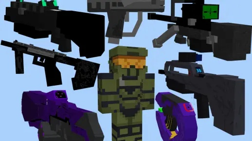 像素士官长VS洛克探员《我的世界》升级版：探索发光环新奥秘